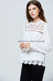 Low Price Princess Cutting Long Sleeve Images White Applique Lady Shirt