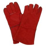 Red Cow Split Leather Welding Gloves Ce Approved