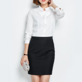 Fashion Office Middel Sleeve Plain Womens Cotton Formal Shirt