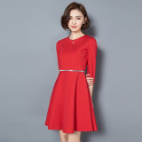 Popular Girl Party Pleats Polyester Spandex Career Dress for Lady