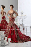 Red Lace Mermaid Bridal Dresses Long Sleeves Wedding Gown Wdo88
