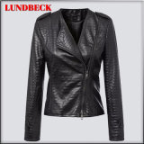 Fashion Black PU Jacket for Women Outer Wear