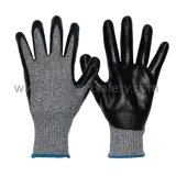 Cut 3 Hppe Knitted Cut Resistant Gloves with Smooth Nitrile