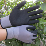 Protective Nylon Spandex Sandy Nitrile Safety Work Gloves