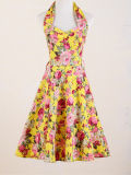 American Vintage Online Yellow Roses Printed Dresses Plus Size for Women