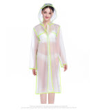 Women Packable Lightweight Transparent EVA Rain Jacket Poncho Raincoat