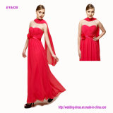 Wholesale Cheap Pleats Strapless Evening Dress with a Bow Waist and Long Flowing Scarf