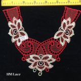 35*30cm Red Flower Polyester Lace Collar Gold Embroidered Neckline Lace Hme962