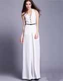 European High Quality V-Neck Sexy Wide Leg Jumpsuit