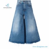 Wide Leg Vintage Washed Flared Cropped Jeans Women Denim