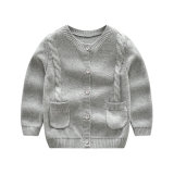 Children's Cardigan Five Buttons, Round Neck Winter Sweater