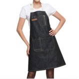 Denim Jean Apron Napron with Embossed Logo on Leather