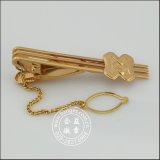 Gold Tie Clip with Badge and Chain Stickpin (GZHY-TC-072)