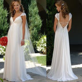 Chiffon Lace Beach Bridal Gown Empire Maternity Wedding Dress C15