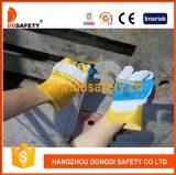 Ddsafety 2017 Grey Cow Split Blue Leather Reinforced Glove Yellow Cotton Back Safety Gloves