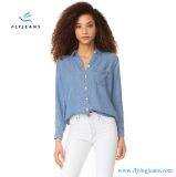 New Style Long Sleeve Women Casual Denim Shirts with Light Blue by Fly Jeans