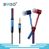Color Matching Metal Zipper Wired Earphone for Smart Phone