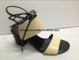 Lady Kid Leather Square Heel Women Sandals Take The Rope