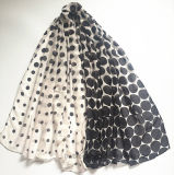 Classical Fashion Dots Printed Polyester Scarf with Degrading Effect (HW06)