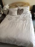 Pure White Embroidery Heart Bedding Set