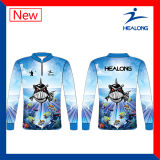 Healong Blue Color Any Pattern Sublimation Ultraviolet-Proof functionFishing Jerseys