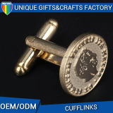 Factory Supply Promotional Metal Embossed Gold Plated Cufflink