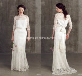 Sheath Bridal Gowns Sash Boat Neck Lace Wedding Dresses Z8027