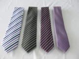 Dark Purple Colour Wide Stripe Woven Polyester Neckties