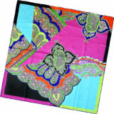 Lady Fashion Paisley Printed Square Silk Scarf (HC1315-2)
