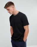 Kiomi Pique Contrast Collar Black Men Contrast Collar Tee Shirt