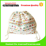 Promotional Leisure Full Colorful Printed Cotton Drawstring Backpack for Travel