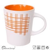 Inside Orange Outside White with Silk Screen Coffee Mug