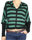 Ladies Knitted Long Sleeve Hooded Cardigan Sweater (12AW-202)