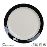 Round Shape White with Hand Painting Rim Salad Plate