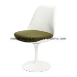 Modern Style Tulip Dining Chairs White Shell Red Cushion