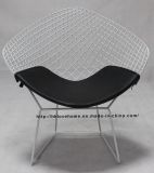 Dining Restaurant Kd Seat Black PU Cushion Wire Diamond Chair