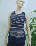 2017 Blouse Women Summer Sleeveless Chiffon Lace Patch Work Blouse Designs