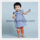 Blue Fashion Casual Smocked Dress Baby Girl Dress for Infant