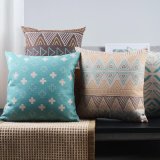 Cotton Linen Print 18X18 Inch Accent Pillows for Sofa