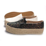 Women Hemp Rope Canvas Shoes with Shine Sequin