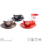 3oz Heart Design Valentine's Day Espresso Cup and Saucer