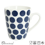 14oz porcelain Mug with Blue Dots Decal Design