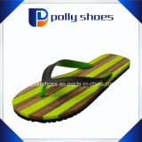 Mens Green Rubber Flip Flop Sandals Stripes