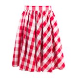 Cotton Poplin Maxi Pleased Skirts Women Casual Summer Plaid Skirt