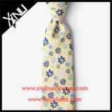 Handmade 100% Silk Woven Yellow Floral Tie for Men