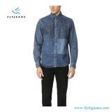Modern Stylish Long Sleeves Men Denim Shirts with Light Blue by Fly Jeans