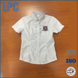 Middle School Girls Shirt Uniform with Short Sleeves White Shirt