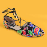 Closed Toe Ankel Tie Fancy Flats Sandals for Women and Ladies