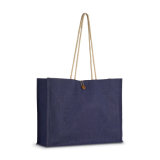 Jute Shopper Bag with Rope Handle and Wooden Closing Button