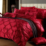 100% Satin Cotton, Queen Size Luxurious Pinch Pleat Decorative Pintuck Bedding Set